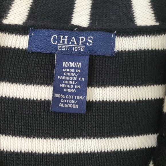 Chaps Cotton Knit Blazer Size M Black and White Stripes - Picture 5 of 11